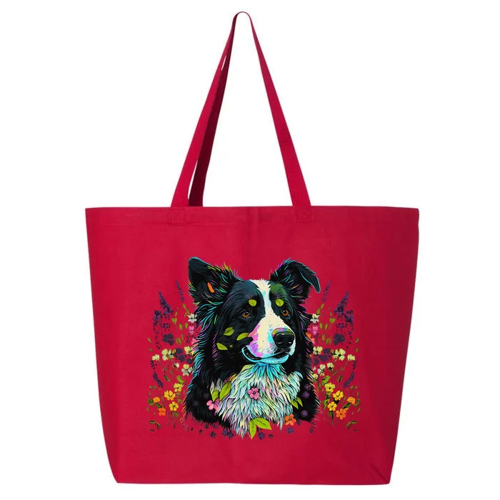 Cute Flower Summer Floral Border Collie 25L Jumbo Tote