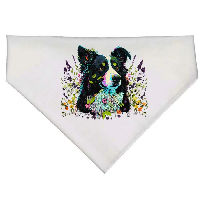 Cute Flower Summer Floral Border Collie USA-Made Doggie Bandana