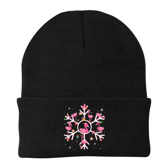 Christmas Flamingo Santa Hat Snowflakes Knit Cap Winter Beanie