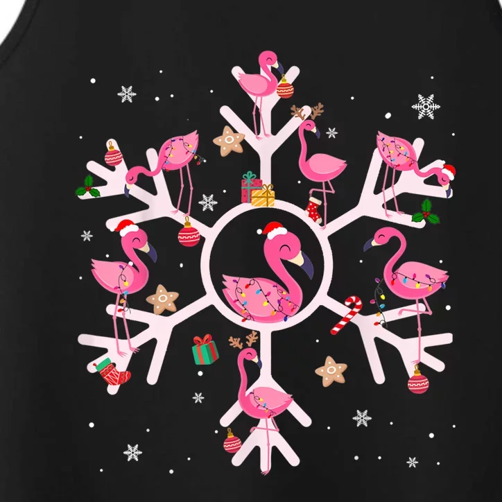 Christmas Flamingo Santa Hat Snowflakes Performance Tank