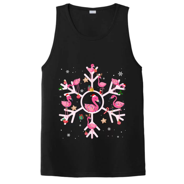 Christmas Flamingo Santa Hat Snowflakes Performance Tank