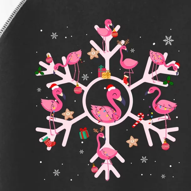 Christmas Flamingo Santa Hat Xmas Lights Flamingo Snowflakes Toddler Fine Jersey T-Shirt