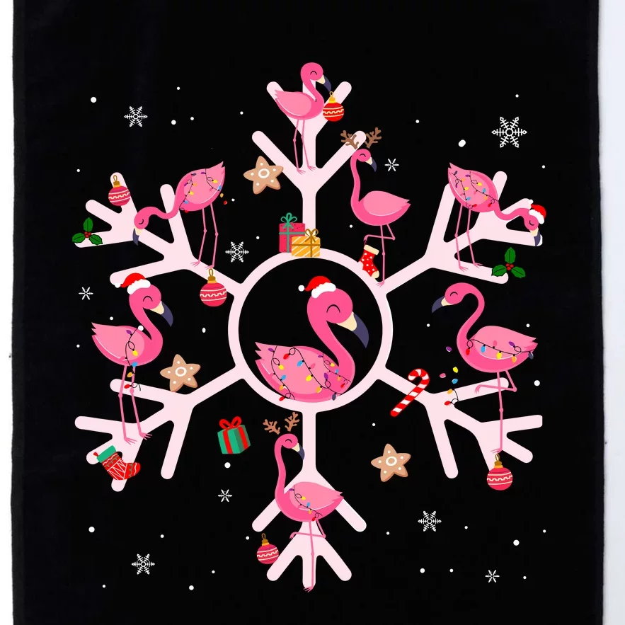 Christmas Flamingo Santa Hat Xmas Lights Flamingo Snowflakes Platinum Collection Golf Towel