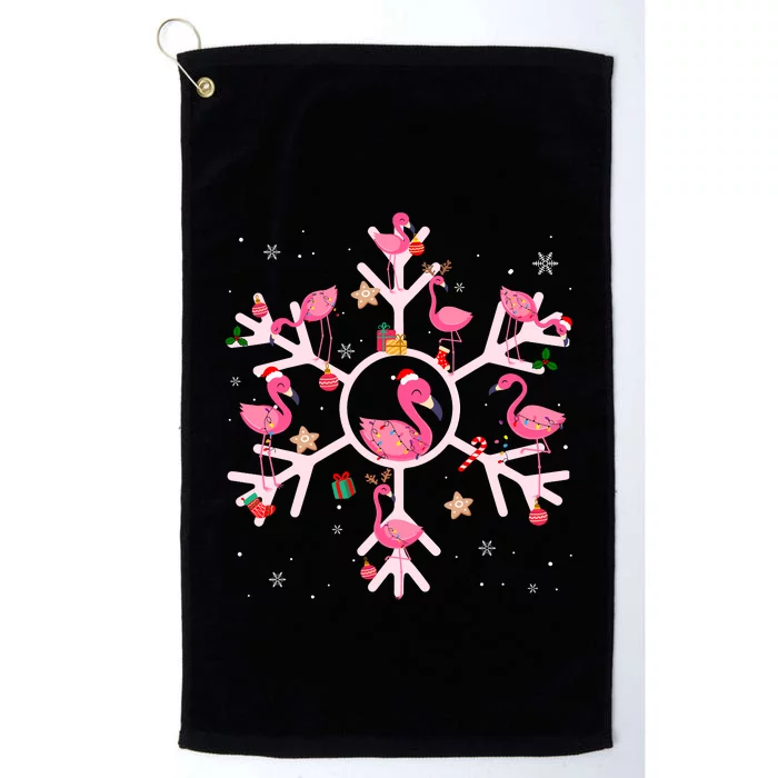 Christmas Flamingo Santa Hat Xmas Lights Flamingo Snowflakes Platinum Collection Golf Towel