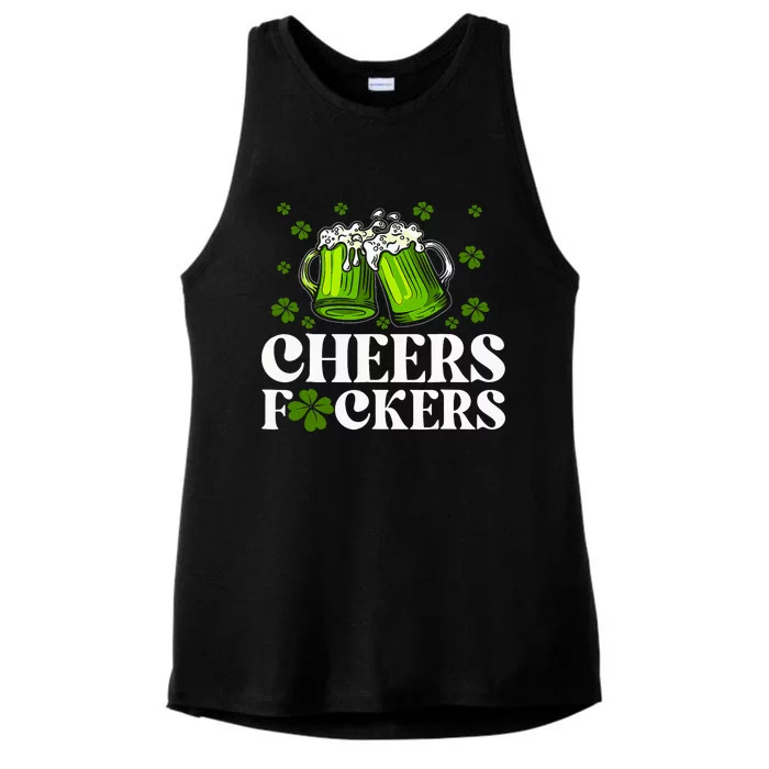 Cheers Fuckers St PatrickS Day Funny Beer Drinking Mugs Ladies Tri-Blend Wicking Tank