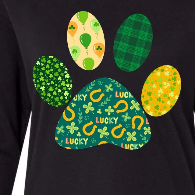 Cute Funny St Patrick's Day Patterns Pet Animal Paw Womens Cotton Relaxed Long Sleeve T-Shirt