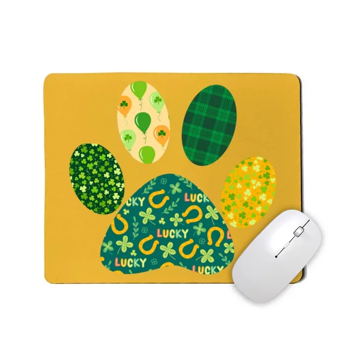 Cute Funny St Patrick's Day Patterns Pet Animal Paw Mousepad