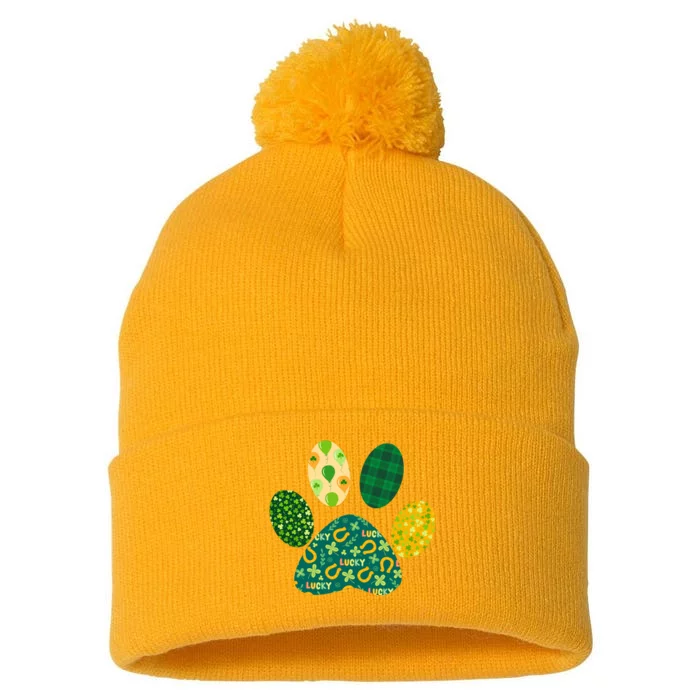 Cute Funny St Patrick's Day Patterns Pet Animal Paw Pom Pom 12in Knit Beanie