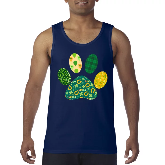 Cute Funny St Patrick's Day Patterns Pet Animal Paw Tank Top