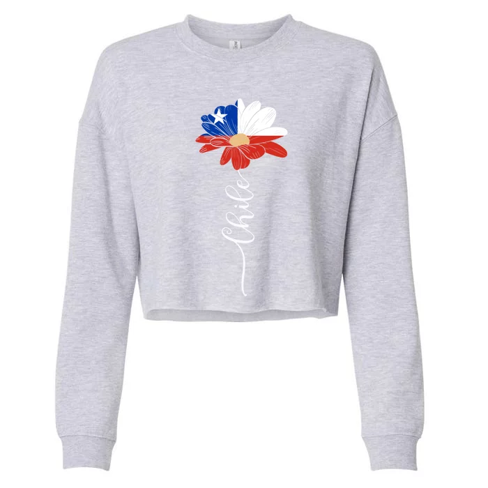 Chile Flag Sunflower Vintage Chileans Lover Taiwan Gift Cropped Pullover Crew