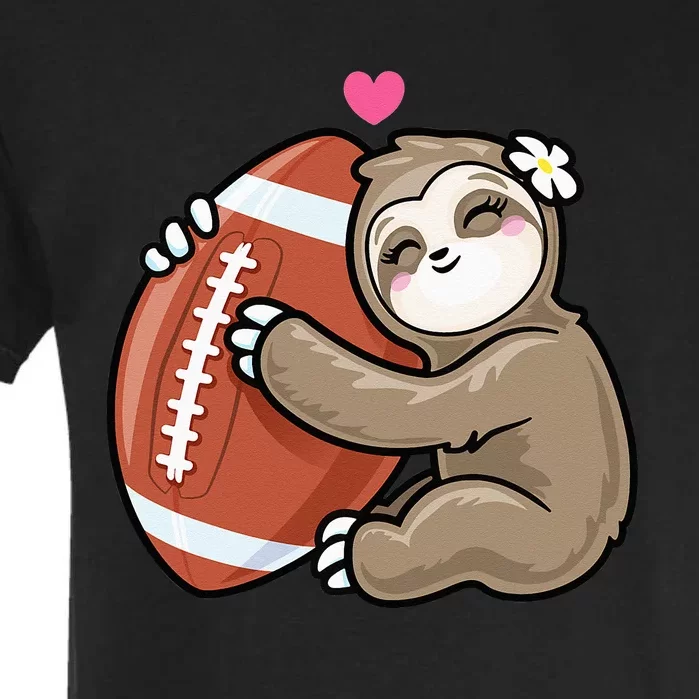 Cute Football Sloth Love American Football Garment-Dyed Heavyweight T-Shirt