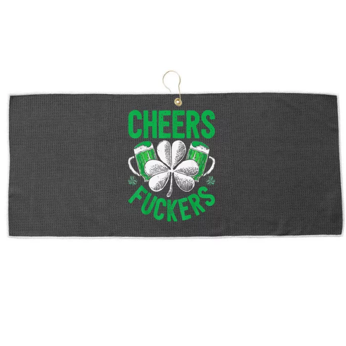 Cheers Fuckers St Patricks Day Beer Drinking Large Microfiber Waffle Golf Towel