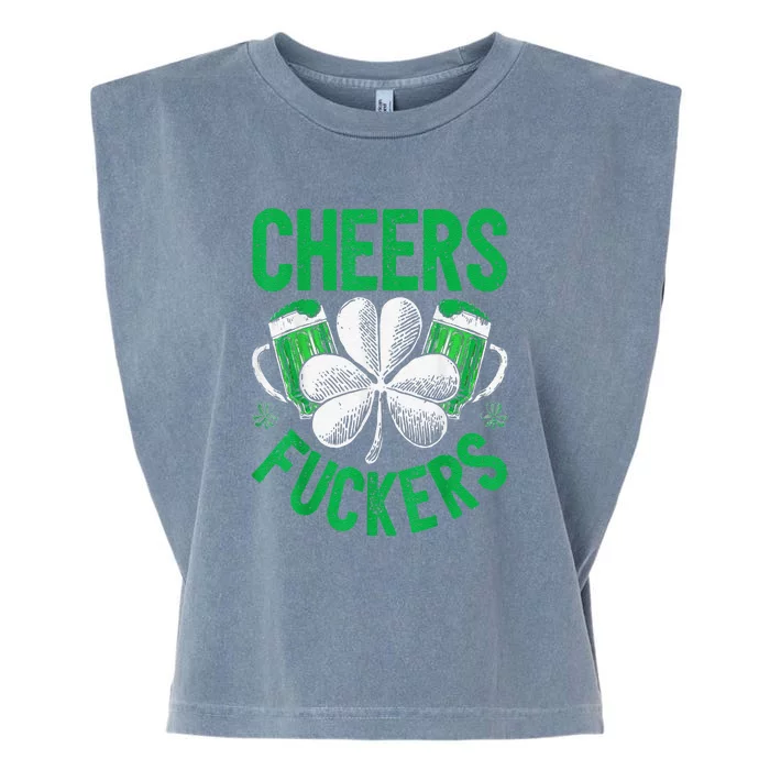 Cheers Fuckers St Patricks Day Beer Drinking Garment-Dyed Women's Muscle Tee