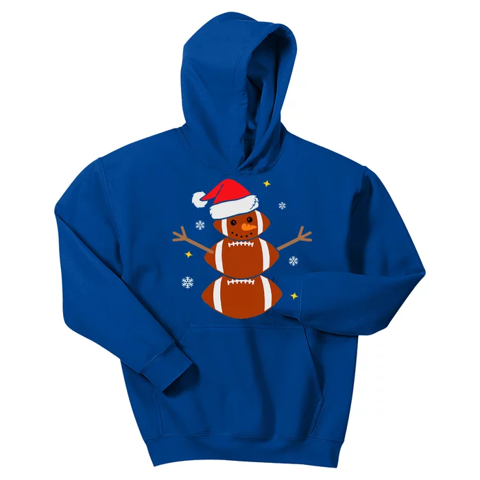 Christmas Football Snowman Football Christmas Kids Hoodie