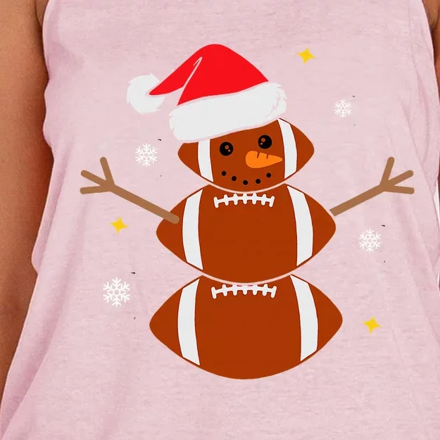 Christmas Football Snowman Football Christmas Women's Knotted Racerback Tank