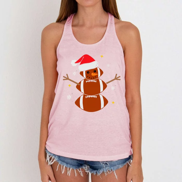 Christmas Football Snowman Football Christmas Women's Knotted Racerback Tank