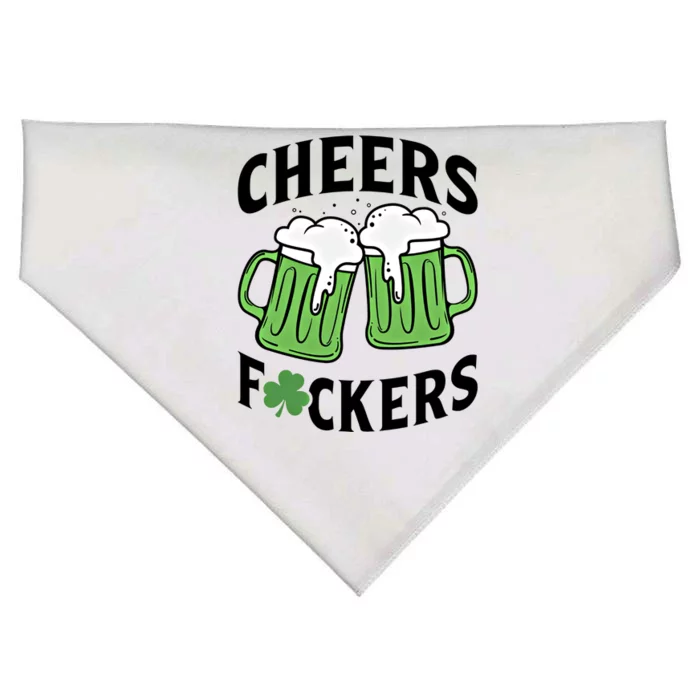 Cheers Fckers St Patricks Day Beer Drinking Funny Gift USA-Made Doggie Bandana