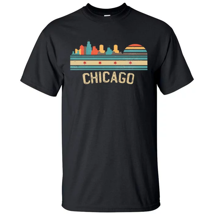 Chicago Flag Skyline Vintage Illinois City Tall T-Shirt