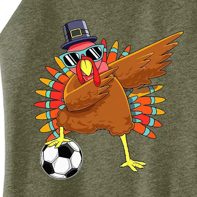 Cute Funny Soccer Thanksgiving Dabbing Turkey Dab Women’s Perfect Tri Rocker Tank