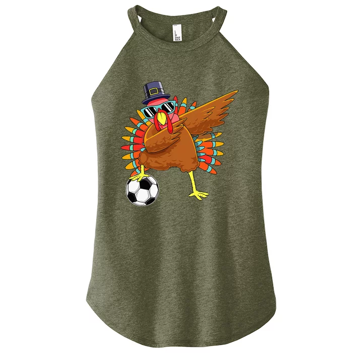 Cute Funny Soccer Thanksgiving Dabbing Turkey Dab Women’s Perfect Tri Rocker Tank