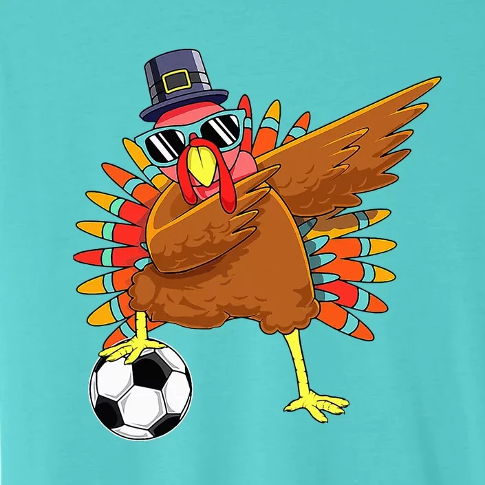 Cute Funny Soccer Thanksgiving Dabbing Turkey Dab ChromaSoft Performance T-Shirt