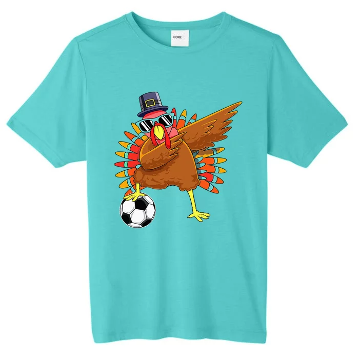 Cute Funny Soccer Thanksgiving Dabbing Turkey Dab ChromaSoft Performance T-Shirt