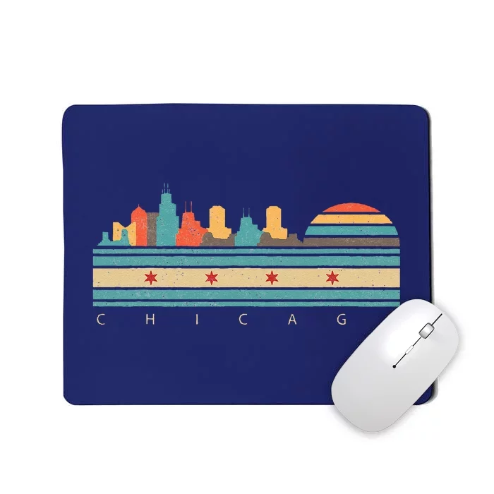 Chicago Flag Skyline Vintage Illinois City Retro Souvenir Mousepad