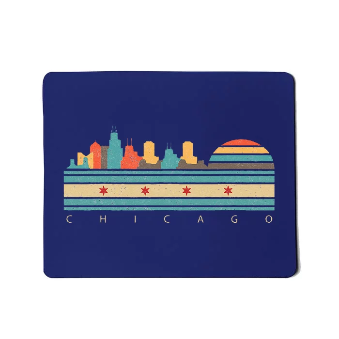 Chicago Flag Skyline Vintage Illinois City Retro Souvenir Mousepad