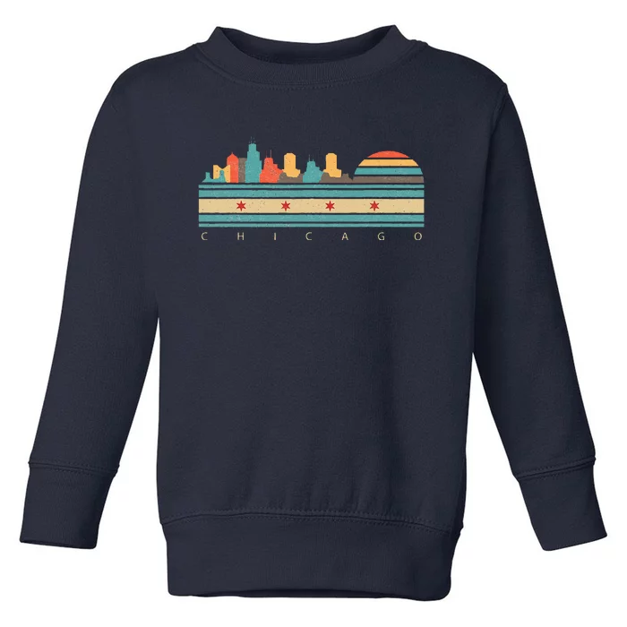 Chicago Flag Skyline Vintage Illinois City Retro Souvenir Toddler Sweatshirt