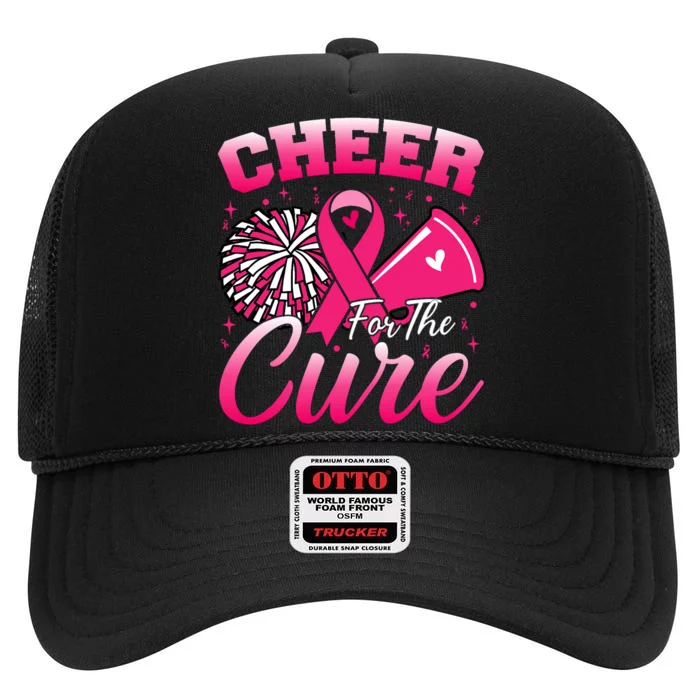 Cheer For Sport Breast Cancer Awareness Cheerleader High Crown Mesh Trucker Hat