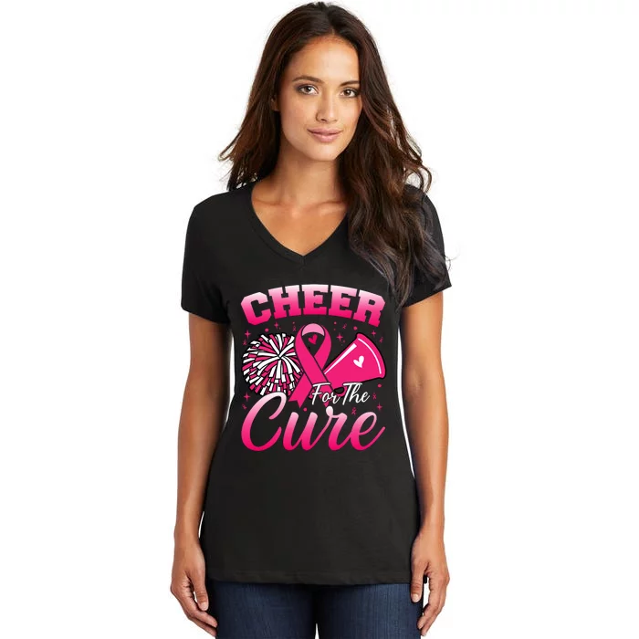 Cheer For Sport Breast Cancer Awareness Cheerleader Women's V-Neck T-Shirt