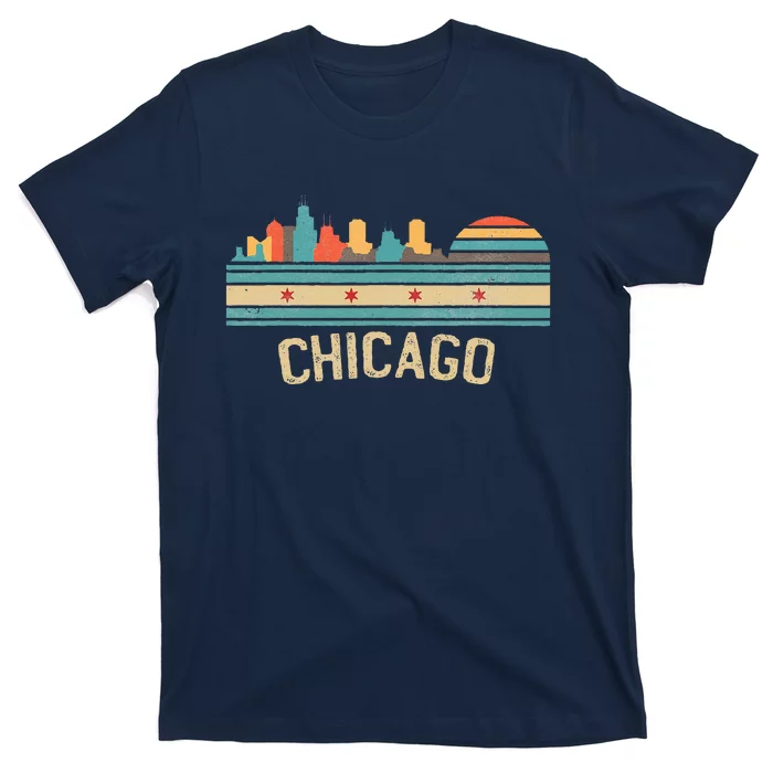 Chicago Flag Skyline Vintage Illinois City Retro Souvenir T-Shirt