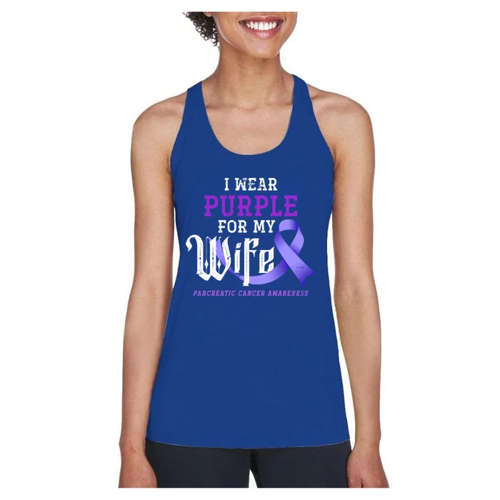 Cancer Fight Support Husband Gift Pancreatic Cancer Funny Gift Women's Racerback Tank