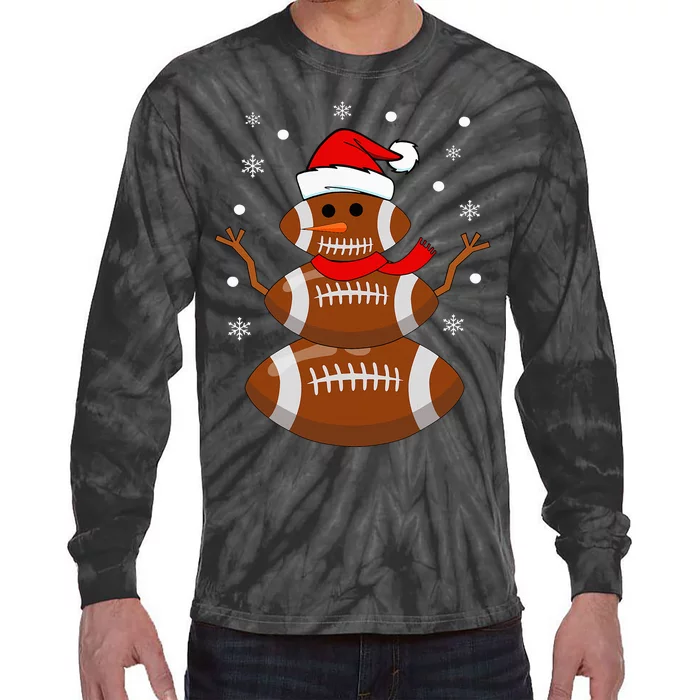 Christmas Football Snowman Football Christmas Tie-Dye Long Sleeve Shirt