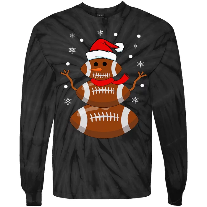 Christmas Football Snowman Football Christmas Tie-Dye Long Sleeve Shirt