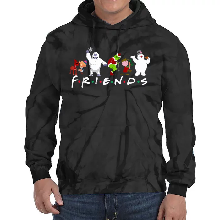 Christmas Friends Santa Rudolph Snowman Family Xmas Tie Dye Hoodie