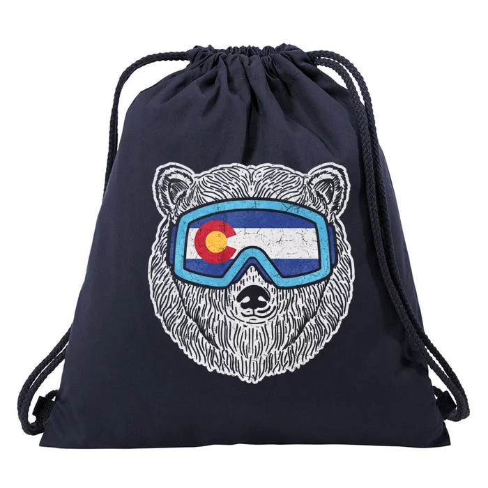 Colorado Flag Skiing Snowboarding Snow Bear Trendy Meaningful Gift Great Gift Drawstring Bag