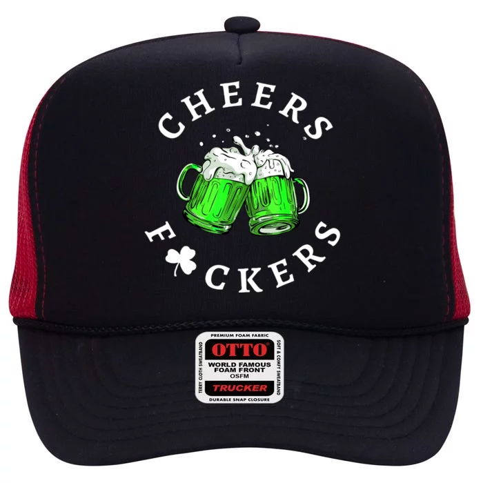 Cheers Fuckers St Patricks Day Men Women Beer Drinking Mugs High Crown Mesh Trucker Hat