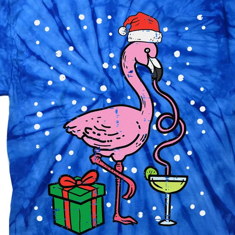 Christmas Flamingo Santa Tropical Xmas Vacation Funny Funny Tie-Dye T-Shirt