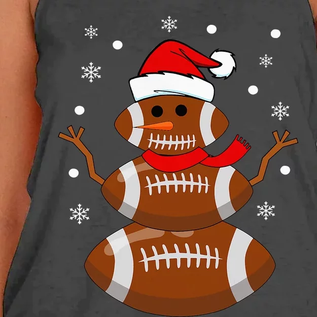 Christmas Football Snowman Football Christmas Women's Knotted Racerback Tank