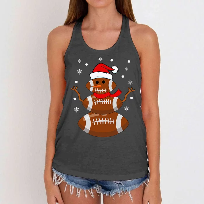 Christmas Football Snowman Football Christmas Women's Knotted Racerback Tank