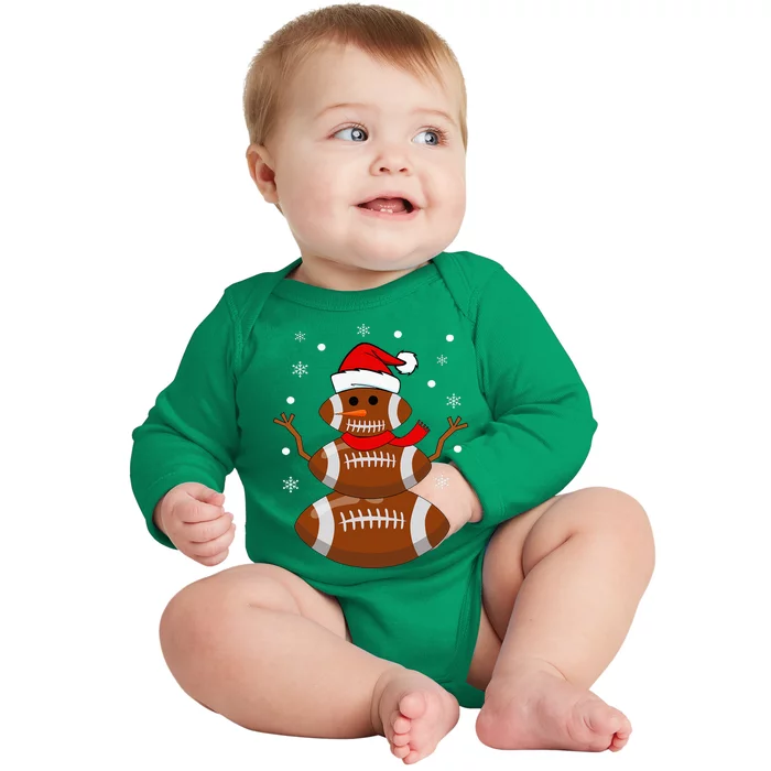 Christmas Football Snowman Football Christmas Baby Long Sleeve Bodysuit