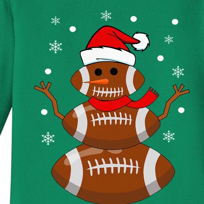 Christmas Football Snowman Football Christmas Baby Long Sleeve Bodysuit