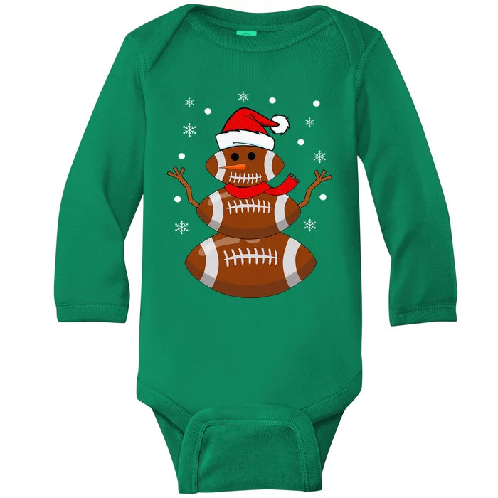 Christmas Football Snowman Football Christmas Baby Long Sleeve Bodysuit