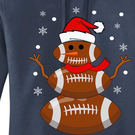 Christmas Football Snowman Football Christmas Women's Pullover Hoodie