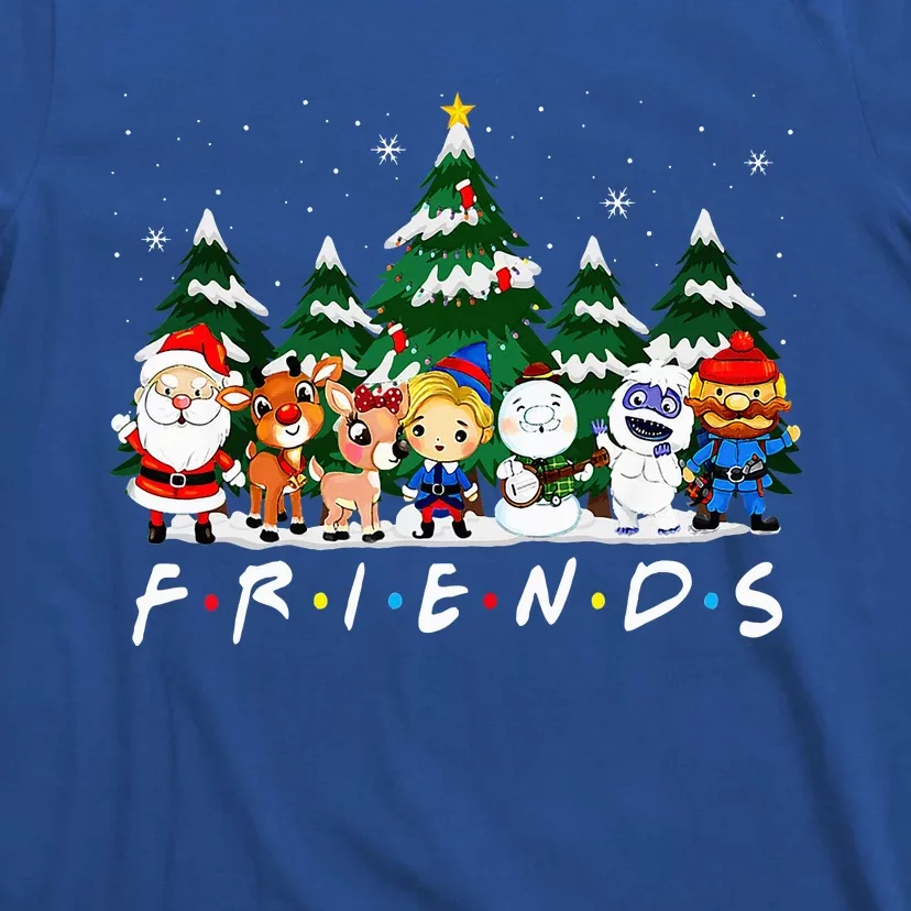 Christmas Friends Santa Rudolph Snowman Xmas Family Pajamas T-Shirt