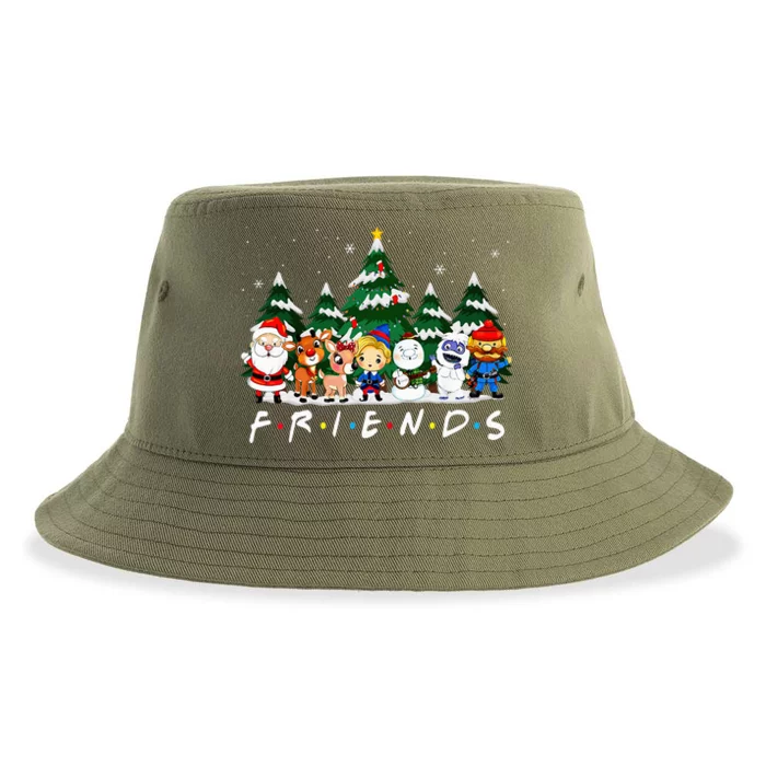 Christmas Friends Santa Rudolph Snowman Xmas Family Pajamas Sustainable Bucket Hat