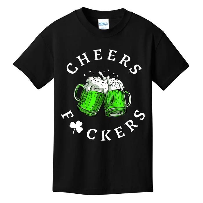 Cheers Fckers' St Patricks Day Beer Drinking Funny Kids T-Shirt