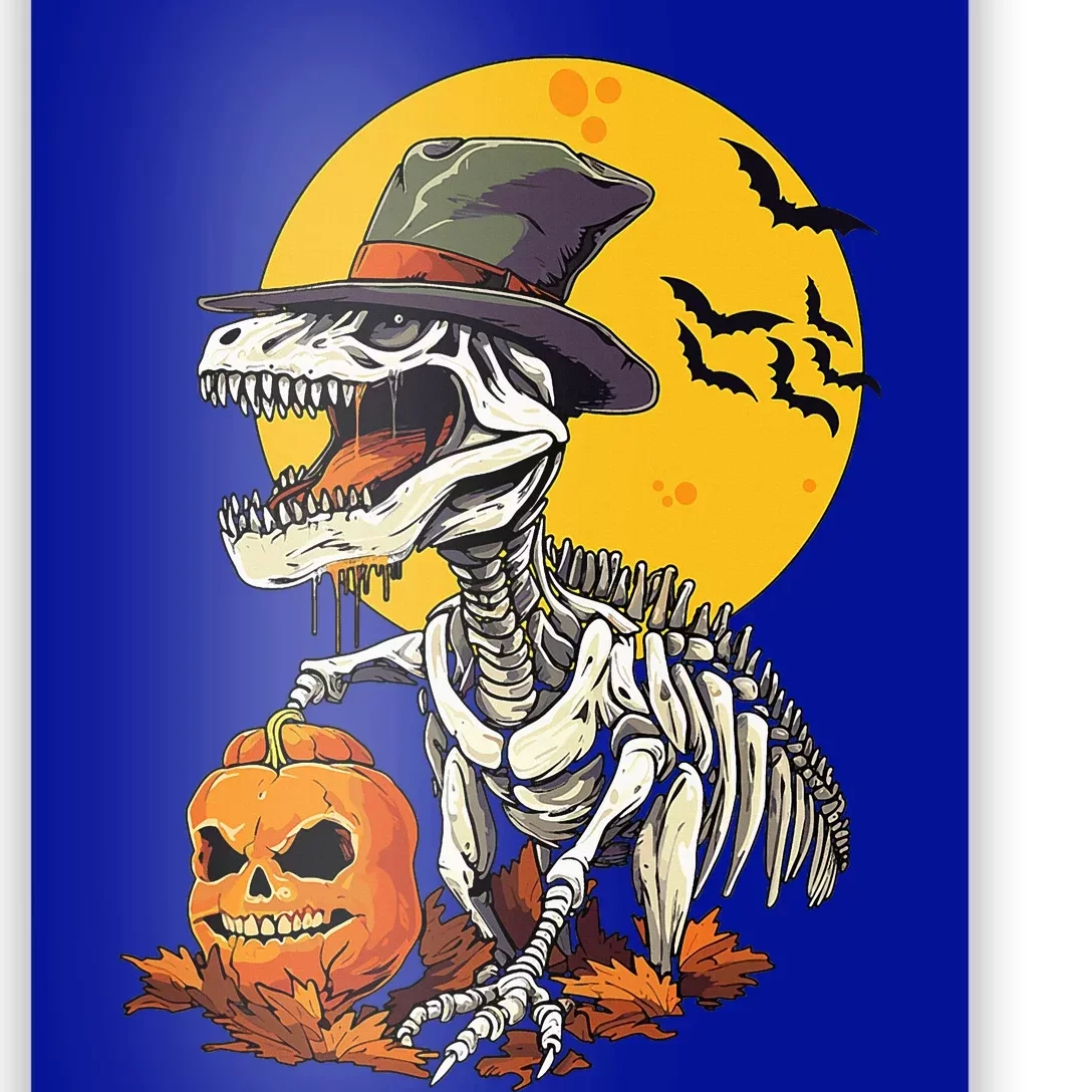 Creepy Funny Skeleton Dinosaur T Rex Halloween Poster