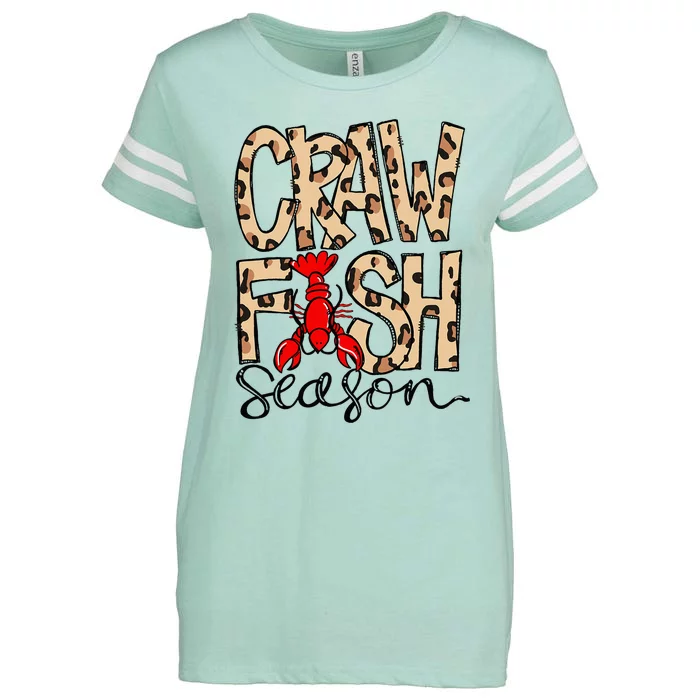 Craw Fish Season Leopard Love Crawfish Enza Ladies Jersey Football T-Shirt